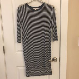 Cotton navy and white striped dress